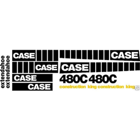 Aftermarket Whole Decal Set for Extendahoe Fits Case 480C Construction King Backhoe Loader DECALSET480C